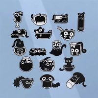 Dessin animé pour chat bouteille chaton noir Style punk métal revers insigne série sombre Animal émail broche pour vêtements sac à dos bijoux