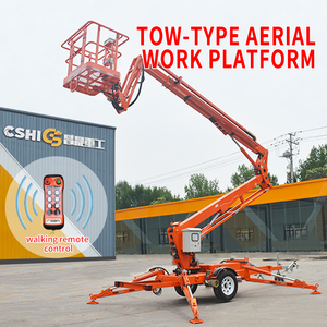 Plateforme de travail aérienne remorquable de 12 m - Tuyau haute pression 53 MPa, certifiée CE, charge de 200 kg et <span class=keywords><strong>essieu</strong></span> à torsion équilibrée - Product Image 1