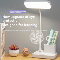 Lampe de bureau LED réglable en plastique avec support pour batterie externe et stylo, idéale pour la lecture dans la chambre ou le bureau d'étudiant en dortoir