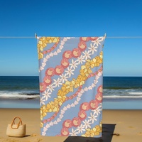 Serviettes de plage bleues à fleurs hawaïennes imprimées et personnalisées de haute qualité Serviette de plage à marque privée
