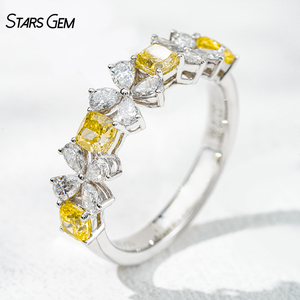 Starsgem 1.44ct Vivid Yellow Lab Grown Diamond E VS 18K White Gold Vintage Unisex Anniversary Band Bague en diamant - Product Image 2