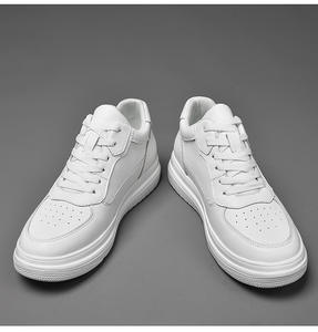Wholesale Men Elevator <b>Shoes</b> 10cm Invisible Height Increasing Insole <b>White</b> PU <b>Leather</b> Casual Sneakers Board Walking Style <b>Shoes</b> - Product Image 2