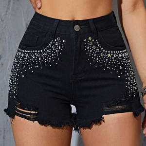 Shorts décontractés pour femmes de qualité supérieure, nouveau style, jeans pour femmes, boutons décoratifs personnalisés, denim imprimé personnalisé, respirant et élégant - Product Image 1
