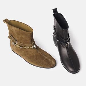 Botas de vaquera occidentales de tacón bajo con punta redonda y aumento de altura, estilo vanguardista coreano, novedad 2025 para mujer - Product Image 3