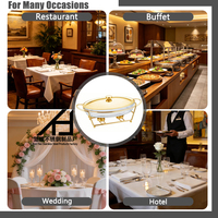 Matériel de restauration hôtelière de luxe : Réchaud de buffet ovale doré en acier inoxydable avec chauffage à l'alcool, chauffe-plats en verre 3L, ensemble de réchauds pour buffet