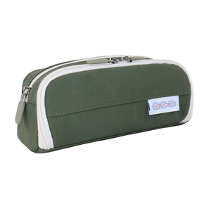 Étui à crayons en nylon beige personnalisable avec fermeture à glissière et patch logo de marque pour l'école ou le bureau par SENDA - Product Image 5