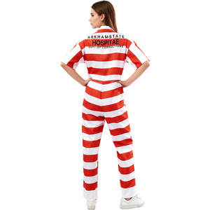 Ensemble combinaison uniforme de prison Sofia avec étiquette, rayures rouges et blanches, costume de télévision pour femme adulte - Product Image 1