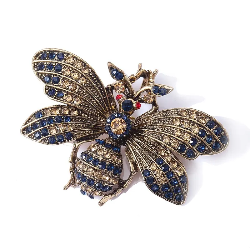 Rhinestone Bee Brooch Insect Brooches For Women Men Vintage Metal Pin Scarf Clip Clothes Accessories