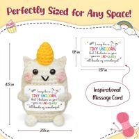 Poupée licorne en laine faite à la main avec oreilles de chat crème, cornes jaunes et joues roses – Cadeau, décoration, collection