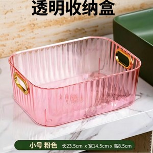 กล่องเก็บของโปร่งใสสีเขียว 3-6 ลิตรพร้อมที่จับสีทองเดสก์ท็อปออแกไนเซอร์เครื่องสำอางถาดแต่งหน้าเป็นมิตรกับสิ่งแวดล้อมอเนกประสงค์ - Product Image 2