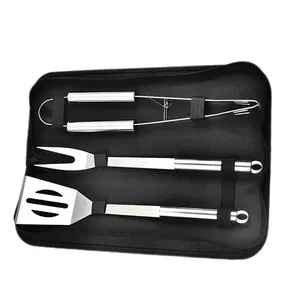 Conjunto ideal para churrasco, espátula, tangas e garfo de aço inoxidável para presente, 3 peças, utensílios para grelhar para homens