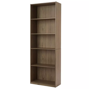 <strong>Tall</strong> Sleek 5 Shelf Display Bookcase Adjustable Shelves <strong>Shelving</strong> Rustic Brown - Product Image 1