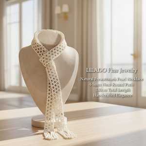 Collar de Perlas de Agua Dulce Naturales Largas WENCHI, Elegante Collar de Perlas de 800g - Product Image 3