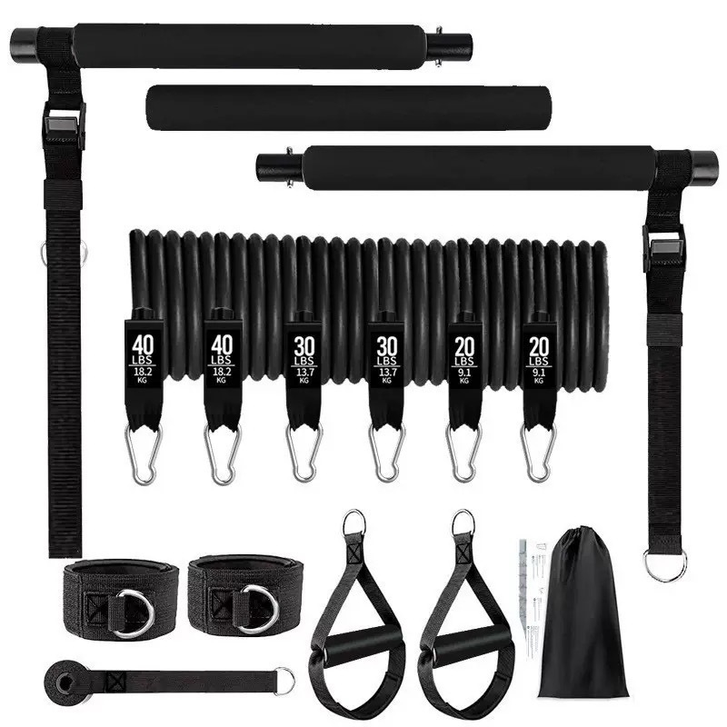 Ensemble standard Black Power de 180 lb - Comprend un bâton de Pilates en trois sections
