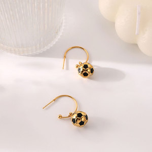 Boucles d'oreilles pendantes de sport en acier inoxydable 316L plaqué or 14k 18k pour femmes, vente en gros de mode - Product Image 4
