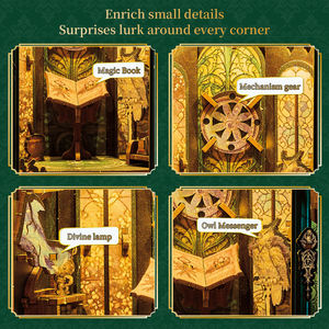 Vente en gros de kits de construction de niches à livres en bois 3D, <span class=keywords><strong>puzzle</strong></span> magique, bricolage, bibliothèque sombre, maison miniature, ensemble de construction avec lumière, cadeau - Product Image 5
