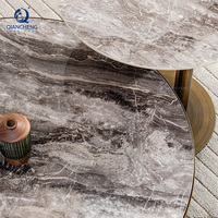 Nouvelle table basse ronde de luxe de nidification en céramique de plaque de roche conçue ensemble avec la table d'extrémité de cadre en métal pour des meubles de salon