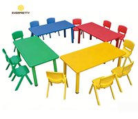 Meubles d'école et de maternelle modernes, durables, ergonomiques, respectueux de l'environnement, table et chaise en plastique pour enfants, hauteur fixe, pour salle de classe