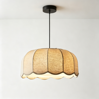 Lustre suspendu moderne en fer et tissu, abat-jour festonné vintage, pour salon, chambre, îlot de cuisine