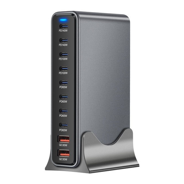 800W Type-C USB-A Charger 10-Multiport Type c GaN PD140W 100W Charging Station Desktop Laptop Charger for iPhone 17 16 15 Laptop