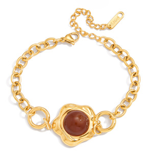 Pulsera de Ágata de Diseño con Cadena de Oro y Piedras Engastadas, Joyería para Mujer, Regalo, Brazalete de Moda - Product Image 5