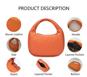 3142 Готовая дизайнерская женская сумка-хобо, плетеная из кожи, с плетеным узором, новая женская сумка-тоут из искусственной кожи - Product Image 2