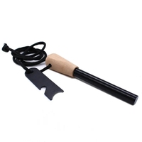 1/2 "Poignée en bois épaisse Bushcraft Kit d'acier de feu de survie traditionnel Ferro Rod avec lanière