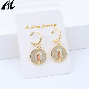 Religious Art Earring Collection, <strong>Handcrafted</strong> Virgin Mary Medals, Multi-Crystal Sacred Halo <strong>Jewelry</strong> - Product Image 1