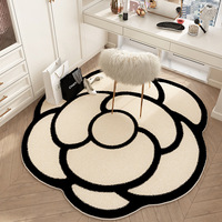 Tapis de salon - Style carré, motif plantes et fleurs, résistant aux taches, facile d'entretien, durable, en velours cristal, style Instagram