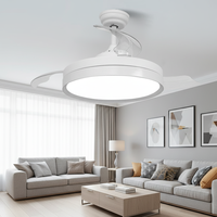 Ventilateur de plafond invisible à LED avec lumière, 4 pales en métal, 42 pouces, lumière blanc chaud, télécommande, fabricant chinois