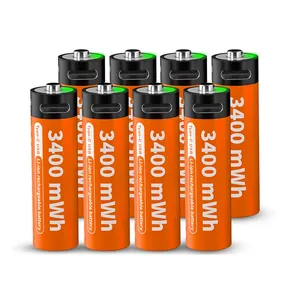Bateria de lítio multifuncional 1.5V No.5 USB recarregável 3400mWh 14500 Bateria para brinquedo de bloqueio de impressão digital