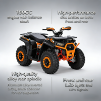 Dune buggy tout-terrain 180CC 4 temps 4x4 à essence pour adultes, transmission par chaîne, vitesse maximale de 55 km/h, conduite tout-terrain