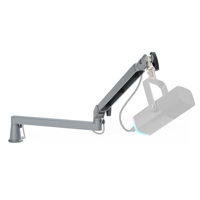 360 Adjustable Aluminium Low Profile Arm Microphone Stand Cable Management for Podcast Streaming Gaming Desktop Mic Arm Holder