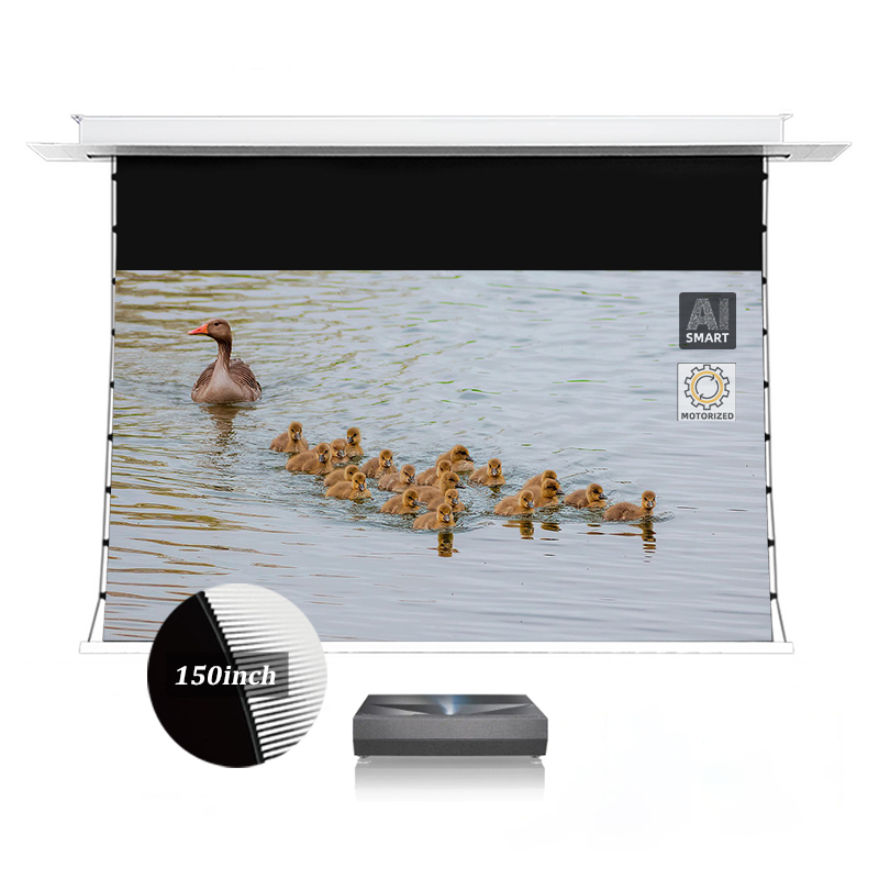 72"~<strong>120</strong>" Recessed Ceiling AlR Projection Screens T-Prism Black Grid UST Tab Tension 4K Laser <strong>TV</strong>/Ultra Short Throw 16:9