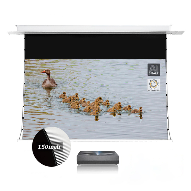72"~120" Recessed Ceiling AlR Projection Screens T-Prism Black Grid UST Tab Tension 4K Laser TV/Ultra Short Throw 16:9