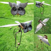 Décoration de jardin unique en forme d'aigle patriotique cinétique géant avec envergure d'ailes, décoration de jardin cinétique OWL, décoration de jardin unique en métal solaire en forme de hibou