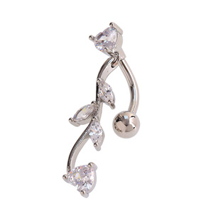 Joyería de moda para piercing de ombligo flotante, anillo de ombligo invertido chapado en oro, nueva rama de corazón de cristal rosa, hermosa y delicada barra para ombligo - Product Image 4