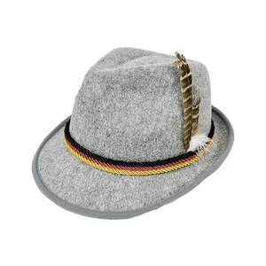 Sombrero de Jazz de fieltro gris alemán, sombrero de <span class=keywords><strong>plumas</strong></span> no tejido de fieltro para festival de cerveza - Product Image 4
