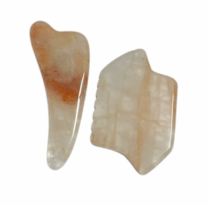 Pierre naturelle gemme couleur jaune forme spéciale visage beauté gua sha masseur pour les yeux et le visage - Product Image 1