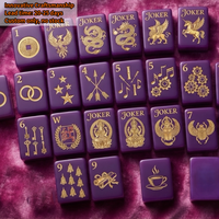 Tuiles de Mahjong Américaines Modernes Personnalisées 8 Jokers Nmjl 2026 Violet Or, Gravées, Superposées, Paillettes Dorées, pour Noël