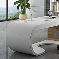 Nouveau design de bureau de direction demi-circulaire, bureau de direction blanc brillant, ensemble de bureau rond, table de bureau à domicile pour manager