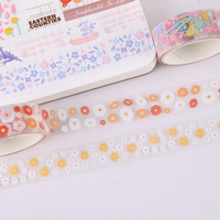 Lot de 5 rubans adhésifs transparents à motifs floraux pour scrapbooking, décoration de journal intime, ensemble de cadeaux, ruban coloré