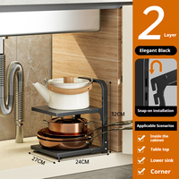 Support de rangement pour casseroles de cuisine multicouche réglable Support de rangement pour casseroles d'évier en acier