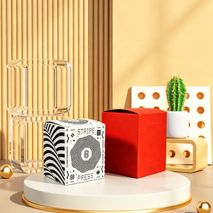 Cajas Rojas Vibrantes con Impresión Abstracta Colorida y <span class=keywords><strong>Detalles</strong></span> en Relieve <span class=keywords><strong>para</strong></span> Empaquetado de Cosméticos Personalizados OEM ODM - Product Image 3