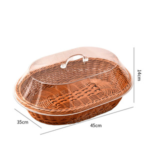 Ménage Légumes Fruits Secs Assiette <span class=keywords><strong>Panier</strong></span> Rectangulaire <span class=keywords><strong>Panier</strong></span> De Rangement Cuisine Alimentaire Pain <span class=keywords><strong>Panier</strong></span> Avec Couvercle - Product Image 5