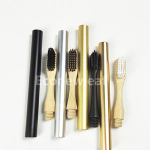 Cepillo de Dientes al por Mayor con Logotipo Personalizado OEM, Negro y Dorado, Mango de Aluminio, Cerdas 100% Vegetales, Ecológico - Product Image 6