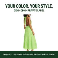 Fabricants de vêtements, services OEM/ODM, services personnalisés, robe longue décontractée pour femmes, col halter, dos ouvert, en coton
