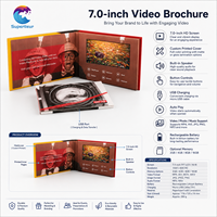 Brochure vidéo artisanale avec écran LCD IPS A5 de 7,0 pouces, 2 Go de mémoire et contrôle du volume, pour usine OEM/ODM