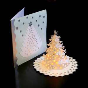 3D Paper Pop-Up Christmas <b>Tree</b> Card With Warm White <b>LED</b> <b>Lights</b> Foldable Indoor Tabletop Decoration - Product Image 1
