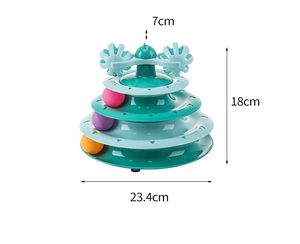 ของเล่นแมวแบบหมุนสี่ชั้น สีฟ้า สีส้ม สีเขียว ขายส่งจากโรงงาน - Product Image 2